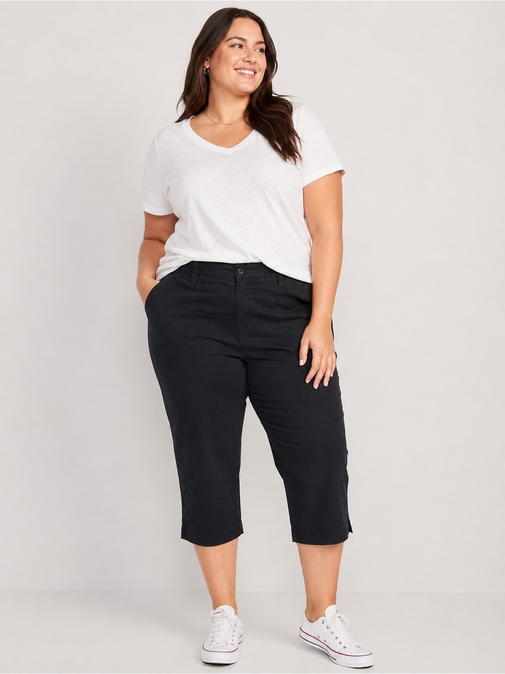 Eddie Bauer women’s black cotton capri pants size 18 casual classic chino crop